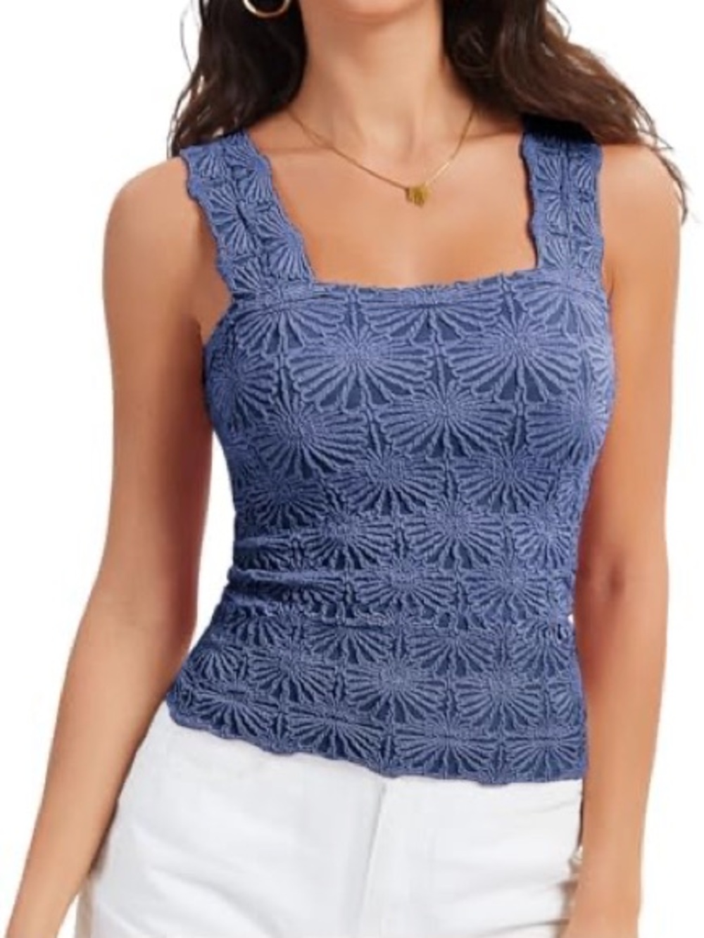 Women's Square Neck Tops Love Letter Cami Seamless Wide Straps Tank
